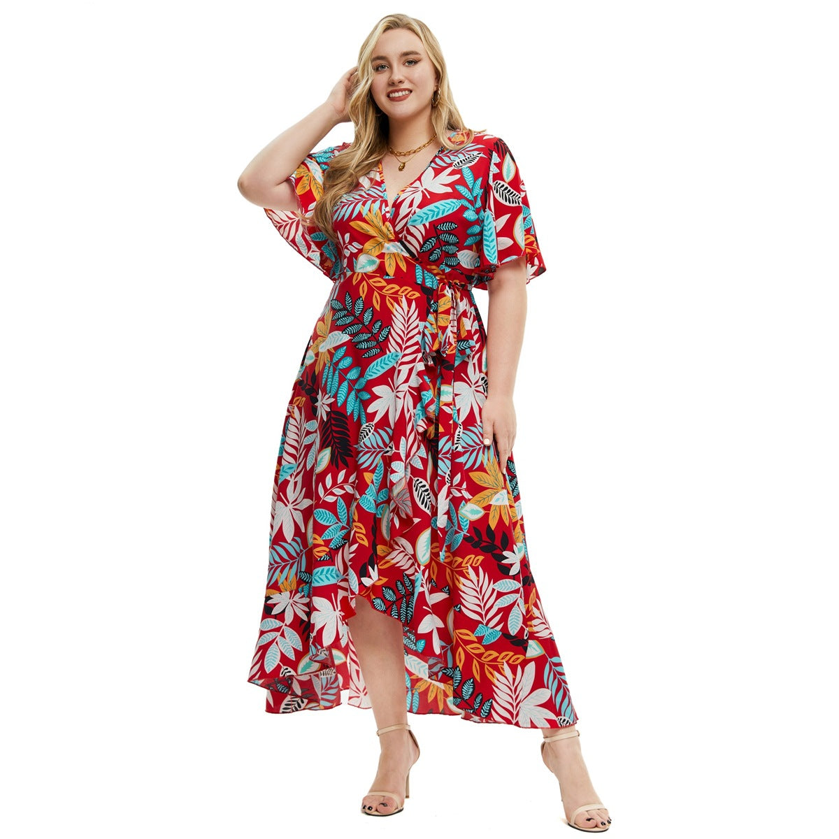 【50% OFF】【0XL-4XL】「Flori Pasionate」Rochie Boema de Plaja Marime Plus 2024