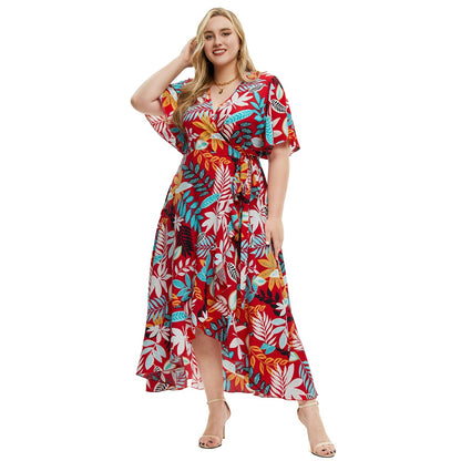 【50% OFF】【0XL-4XL】「Flori Pasionate」Rochie Boema de Plaja Marime Plus 2024