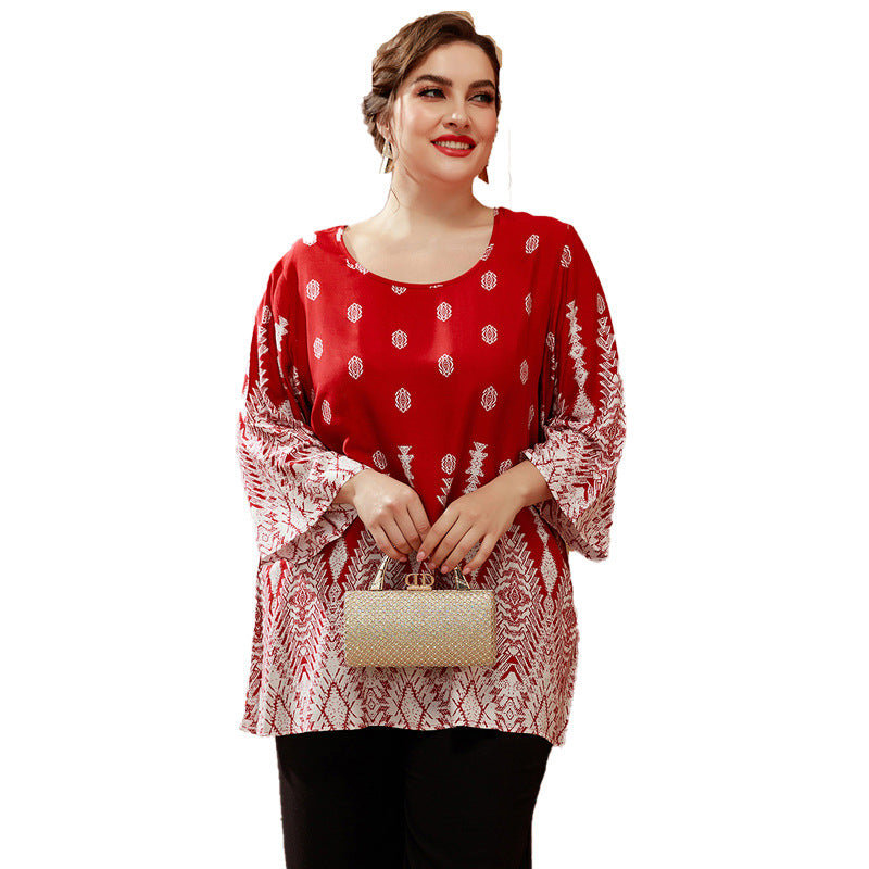 【50% OFF】【L-5XL】「Elegant Mom」 Topuri de damă cu imprimeu din raion2024