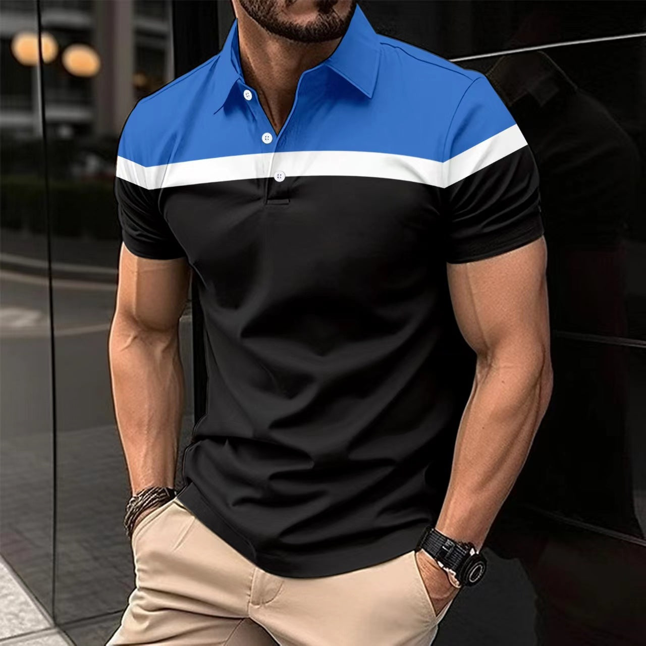 【50% OFF】【S-3XL】2024 Tricou polo business Soo Hyun cu dungi pentru bărbați