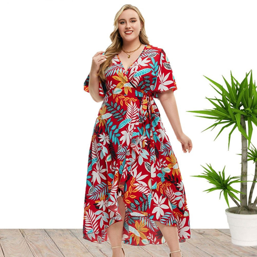 【50% OFF】【0XL-4XL】「Flori Pasionate」Rochie Boema de Plaja Marime Plus 2024