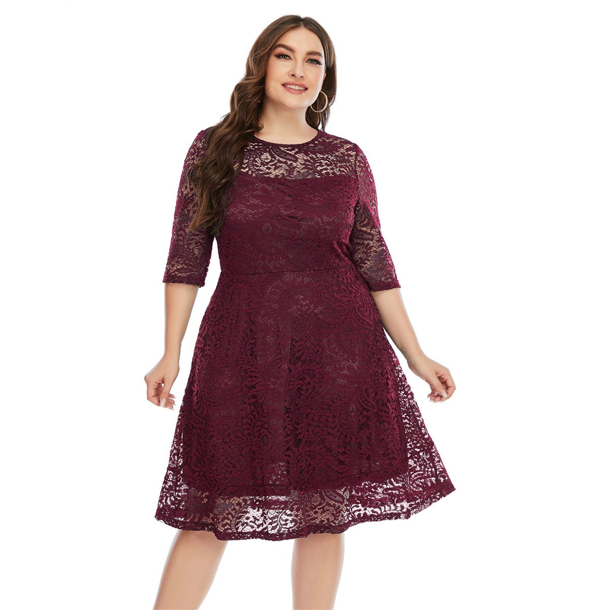 【50% OFF】【XL-5XL】「Dansator elegant」 2024 rochie marime plus Rochie din dantelă