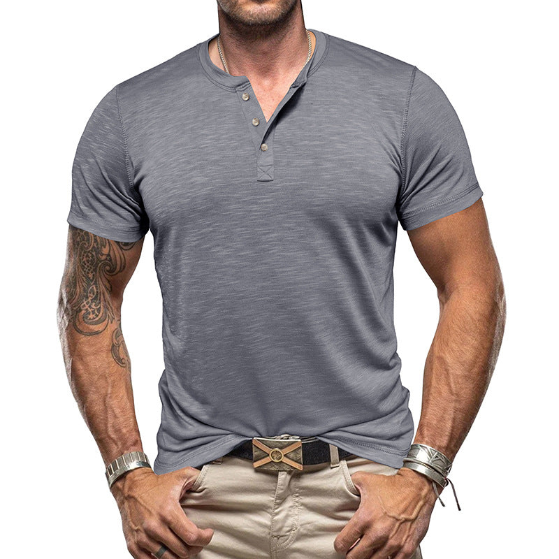 【50% OFF】【S-2XL】2024 Vara Tricou Henley Bamboo Bumbac pentru bărbați