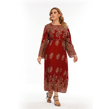 【50% OFF】【S-4XL】👗2024 fustă lungă cu mânecă lungă imprimată nouă