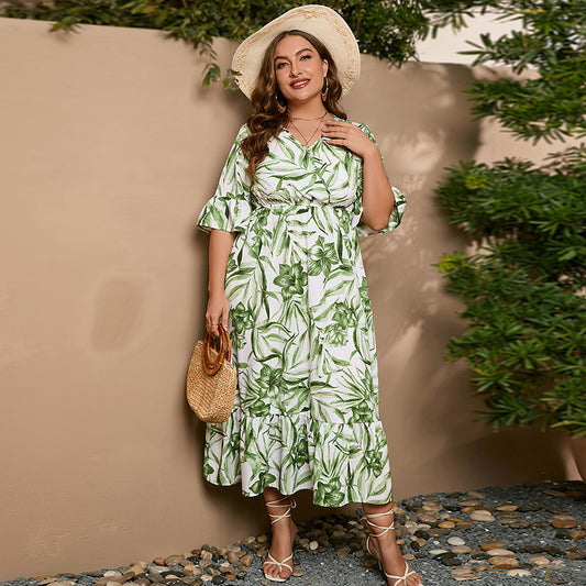 【50% OFF】【S-4XL】「Love Nature」 2024 Rochie cu mâneci clopot și flori cu plante