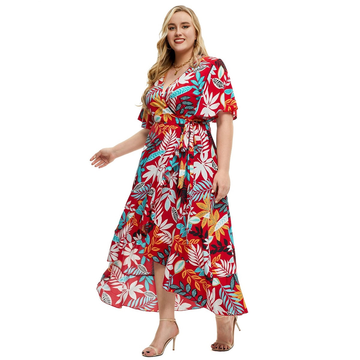 【50% OFF】【0XL-4XL】「Flori Pasionate」Rochie Boema de Plaja Marime Plus 2024