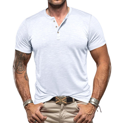 【50% OFF】【S-2XL】2024 Vara Tricou Henley Bamboo Bumbac pentru bărbați