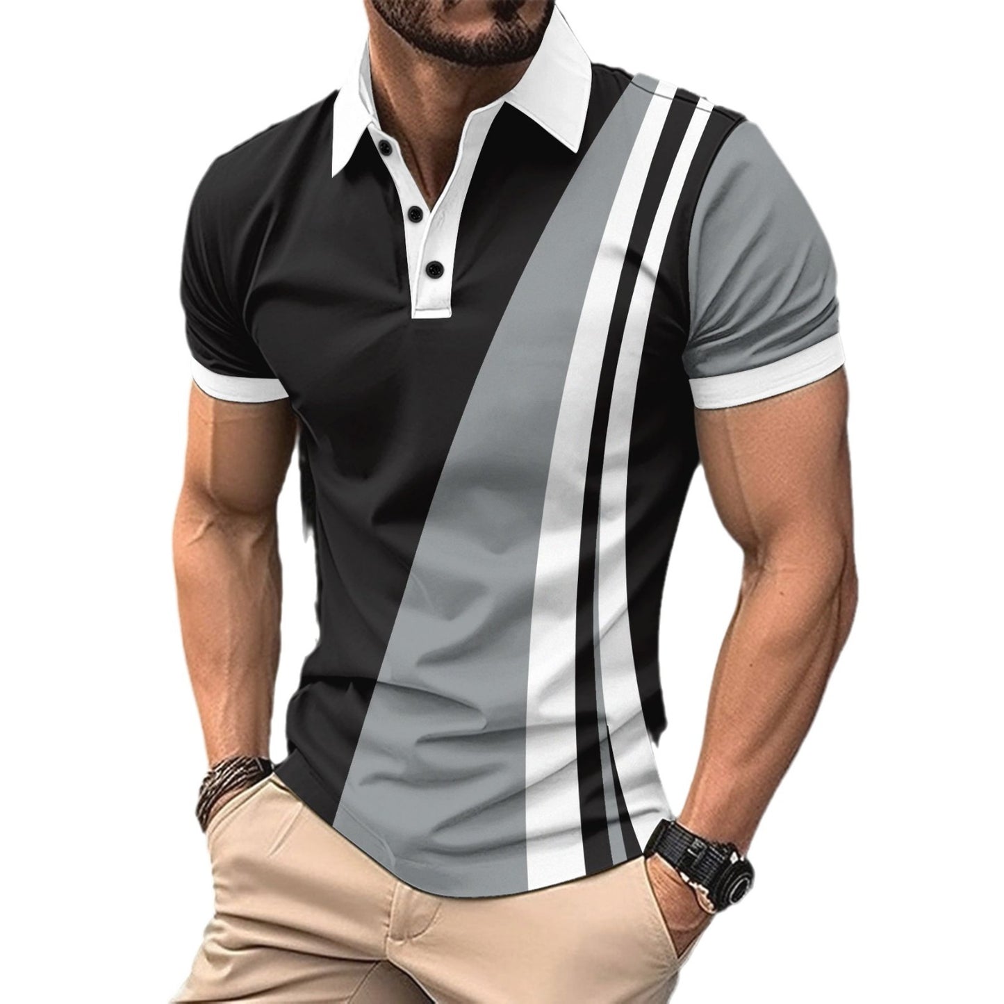 【50% OFF】【S-3XL】2024 Cămașă polo casual business pentru bărbați cu decolteu în V