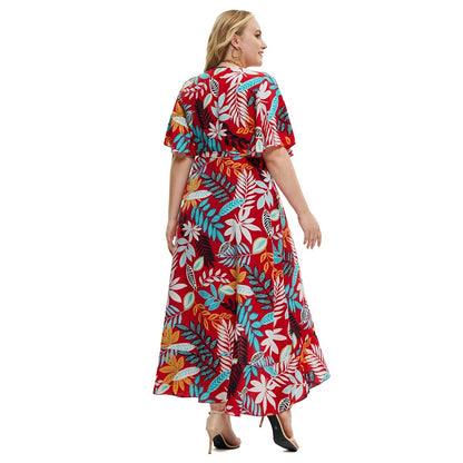 【50% OFF】【0XL-4XL】「Flori Pasionate」Rochie Boema de Plaja Marime Plus 2024