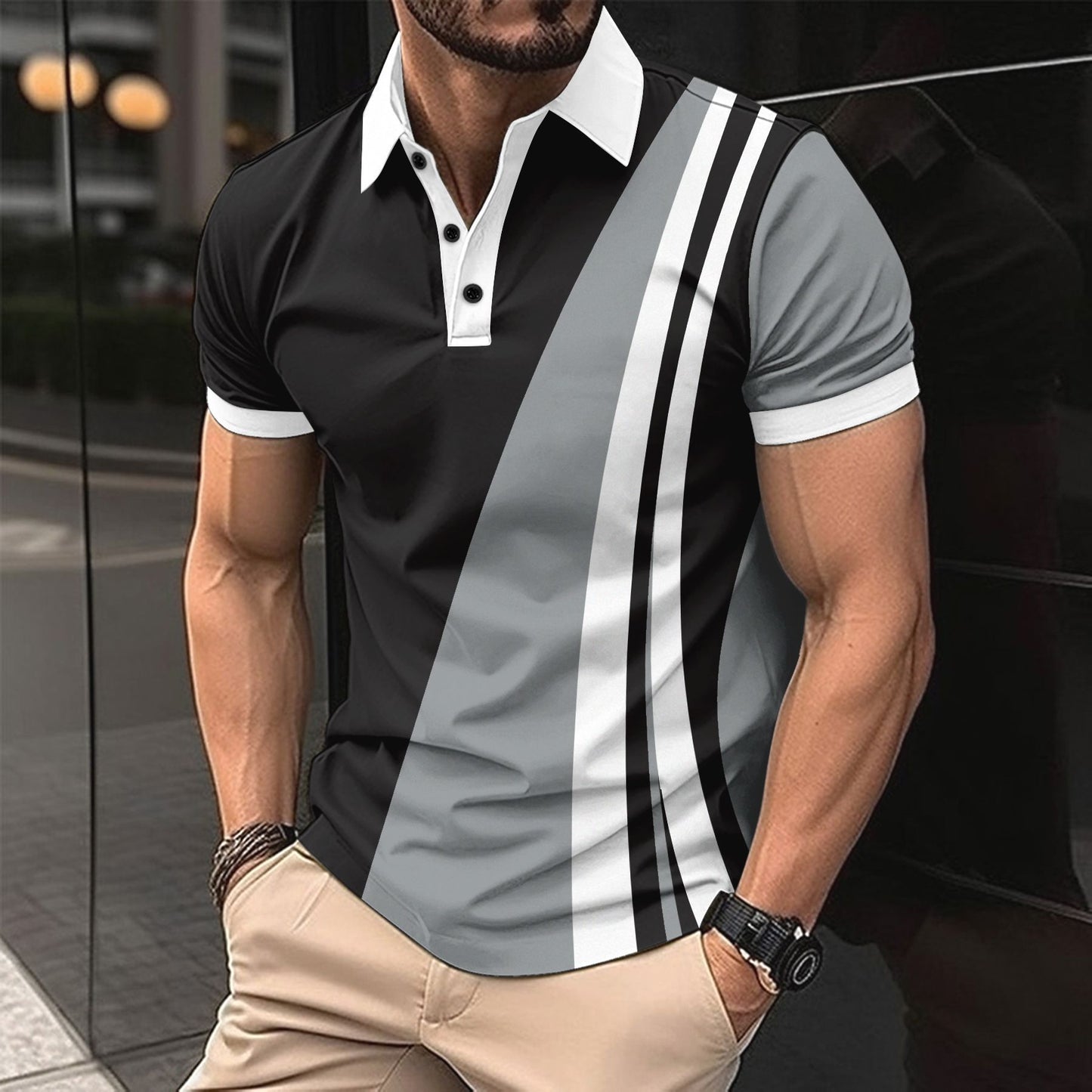 【50% OFF】【S-3XL】2024 Cămașă polo casual business pentru bărbați cu decolteu în V