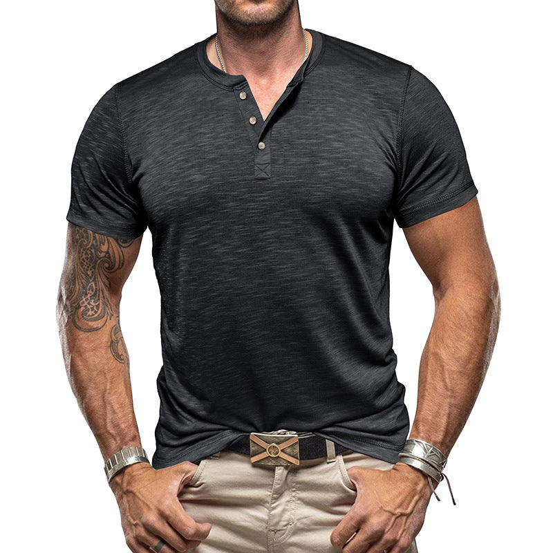 【50% OFF】【S-2XL】2024 Vara Tricou Henley Bamboo Bumbac pentru bărbați