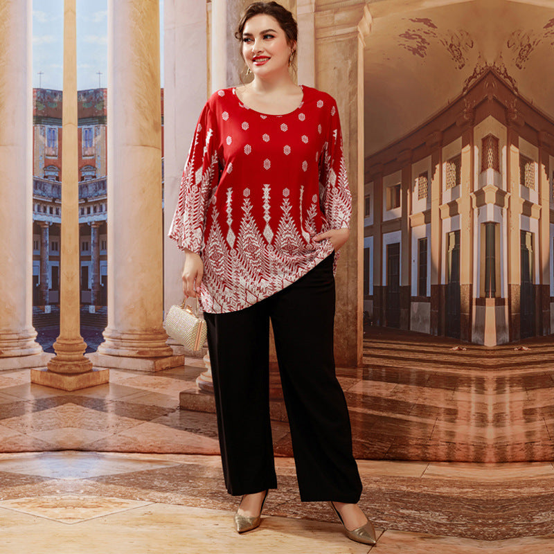 【50% OFF】【L-5XL】「Elegant Mom」 Topuri de damă cu imprimeu din raion2024