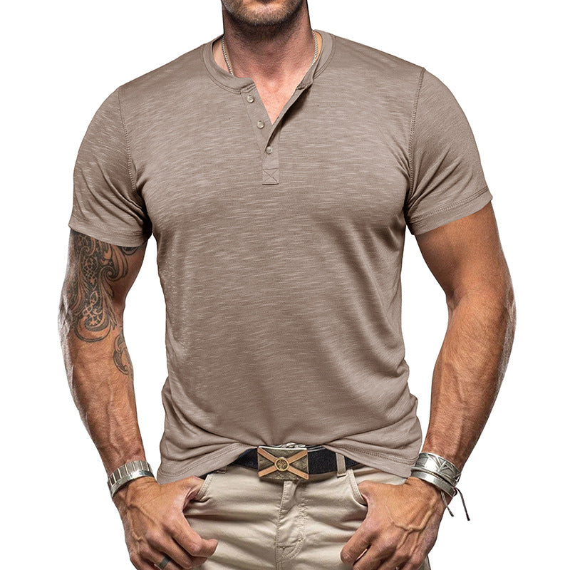 【50% OFF】【S-2XL】2024 Vara Tricou Henley Bamboo Bumbac pentru bărbați