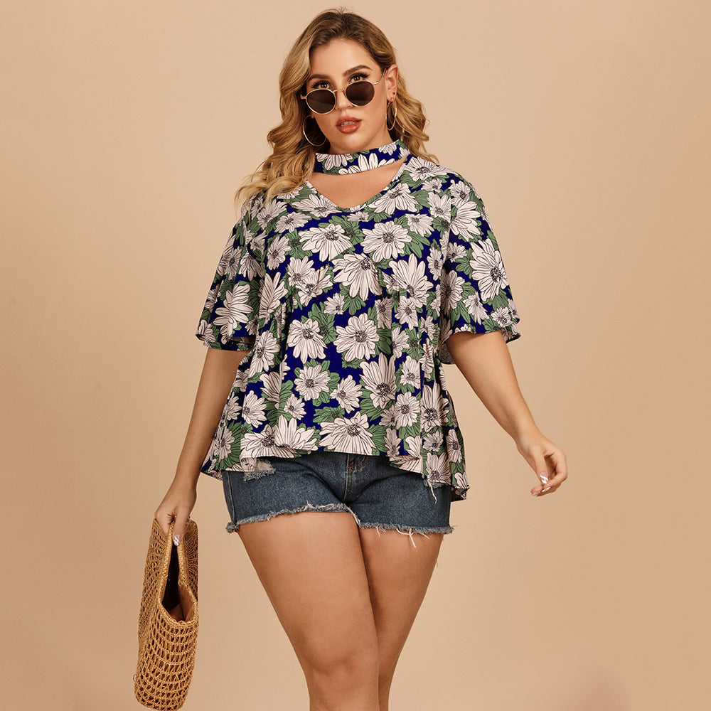 【50% OFF】【XL-4XL】「frumusețea vacanței」Cămașă cu mâneci cu volane 2024 pentru femei de mărime mare