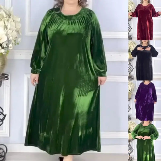 【50%OFF】【S-5XL】Rochie nouă la modă din catifea aurie, confortabilă și caldă